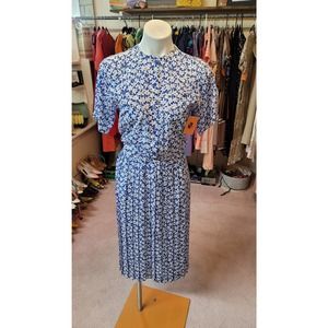90s M Liz Petites blue floral day dress